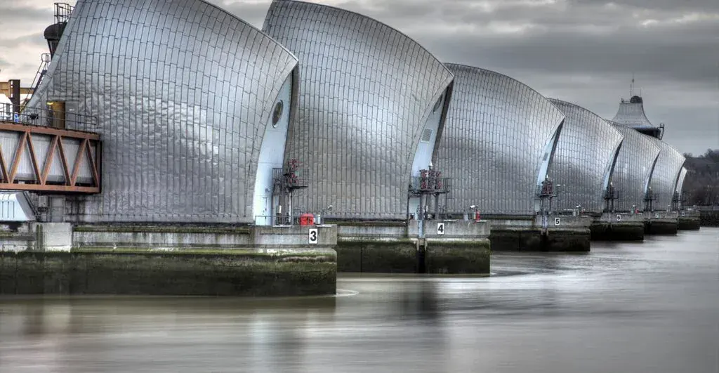 The Thames Barrier at the end of the Thames Path